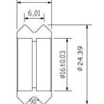 Kogellager 5x24x10mm met V-groef kunststof wiel zwart 625ZZ afmetingen